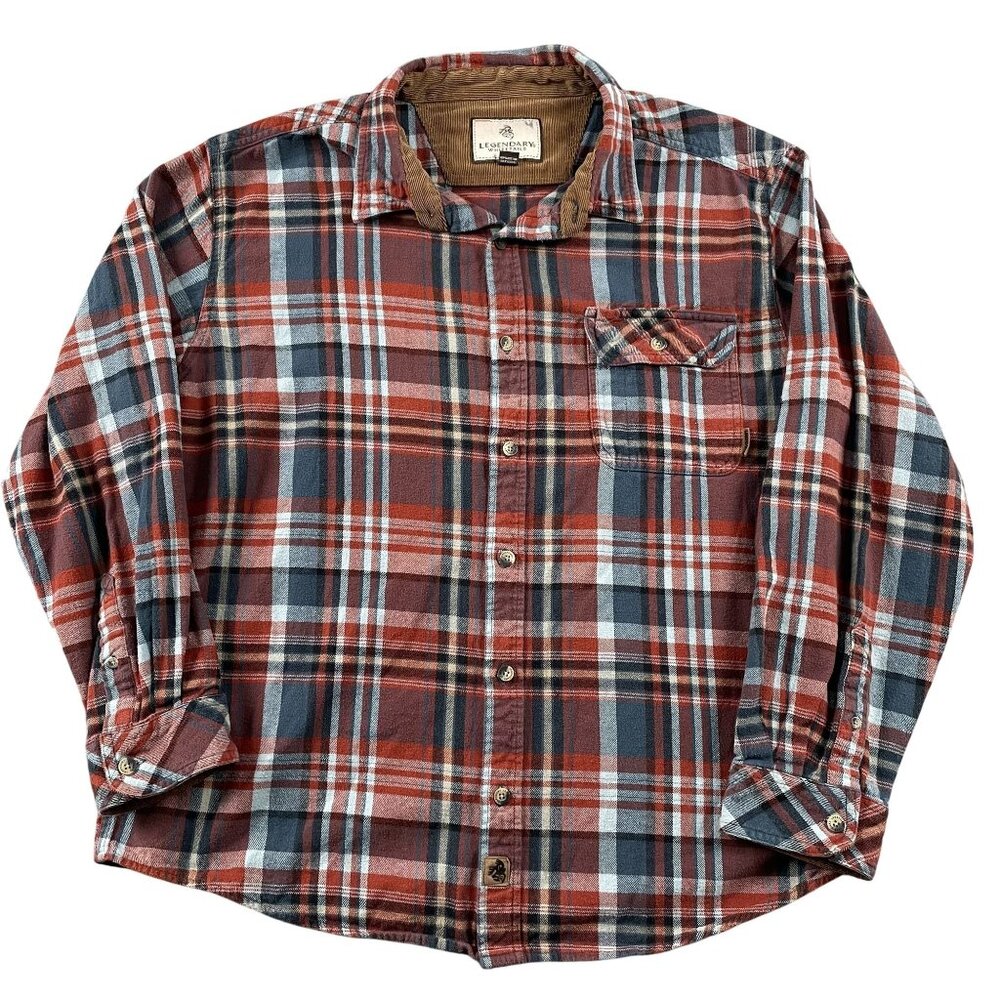 Legendary Whitetails Button Down Shirt‎ Mens XL Plaid Fall 100% Cotton